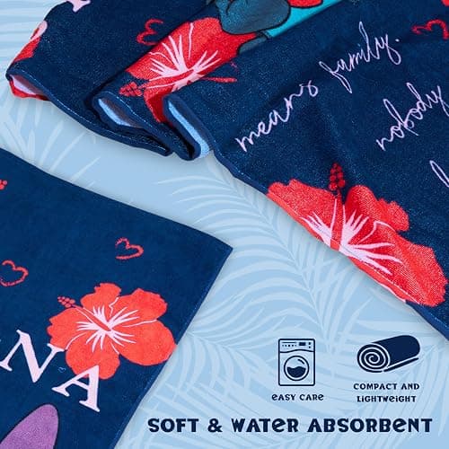 Disney Stitch Beach Towel Kids Toddlers Quick Dry Towel for Pool Beach Bath Swimming Trips Travel Essentials Vacation 55x27” (Blue/Red Stitch) thumbnail 5