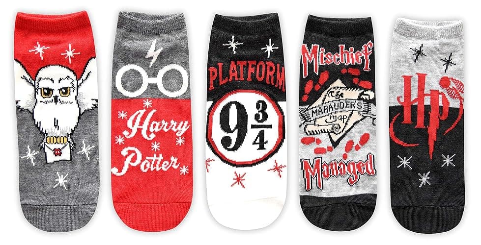 Harry Potter Women's Hedwig Marauders Map Platform 9 3/4 5 Pack Ankle Socks - Image 1