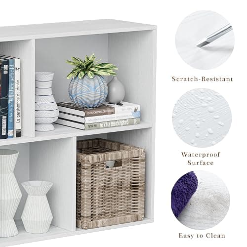 VDNEND Wooden Cube Storage Organizer with Closed Back Panel, 11in Cube Shelf Opening, Bookshelf, Display Shelf,Closet Cabinet for Home and Office (Embossed White, 5-Cube 35.98L*9.45W*24.09H) thumbnail 5