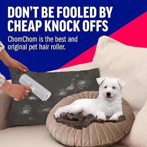 ChomChom Roller Pet Hair Remover – Original Size Reusable Lint Roller for Cat & Dog Hair on Furniture, Couch, Carpet, Car, Rugs & Bedding – Portable, Eco-Friendly (White) thumbnail 9