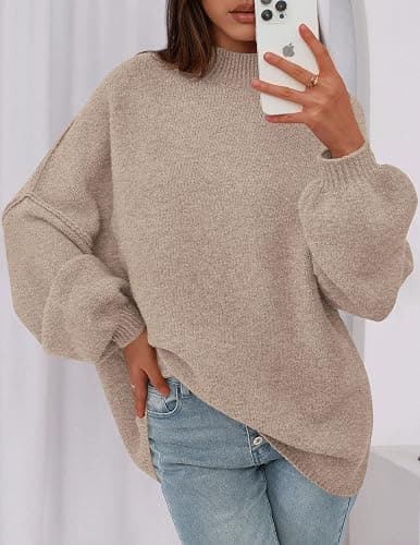 PRETTYGARDEN Women's 2025 Fall Oversized Sweaters Chunky Knit Mock Neck Long Sleeve Casual Trendy Pullover Winter Clothes thumbnail 5