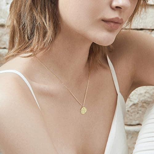 LOYATA Gold Pendant Necklaces for Women-Simple 14K Gold Round Circle Pendant Necklace Dainty Charm Necklace Jewelry Gifts for Women thumbnail 4