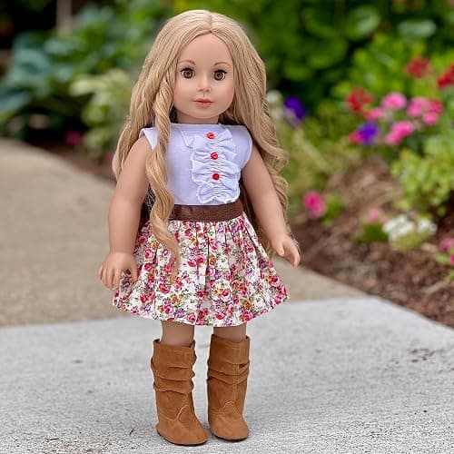 DreamWorld Collections - Urban Explorer - Clothes Fits 18 Inch Doll - Brown Motorcycle Jacket with Paperboy Hat, Dress and Boots - (Doll not Included) thumbnail 7