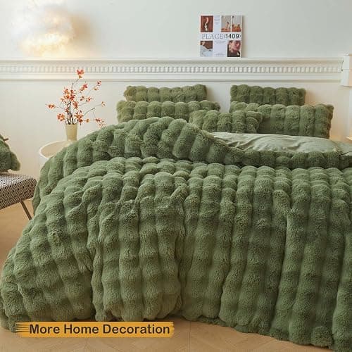 LIFEREVO Fluffy Faux Rabbit Fur Body Pillow Cover, Cozy Moss Bubble Shaggy Plush Bed Body Pillowcase with Zipper Closure, Long 20"x54" Fuzzy Furry Pillow Case for Bedroom Home Decoration, Sage Green thumbnail 7