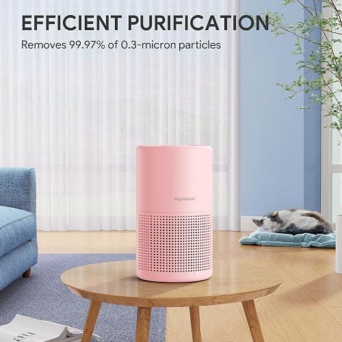 FULMINARE Air Purifiers for Bedroom H13 True HEPA Air Filter, Quiet Air Cleaner With Night Light, Portable Small Air Purifier for Home, Office, Living Room (Pink) thumbnail 6