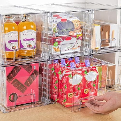 Vtopmart 2 Pack Large Stackable Storage Drawers,Clear Acrylic Drawer Organizers with Handles, Easily Assemble for Bathroom,Kitchen Undersink,Cabinet,Closet,Makeup,Pantry organization and Storage thumbnail 5