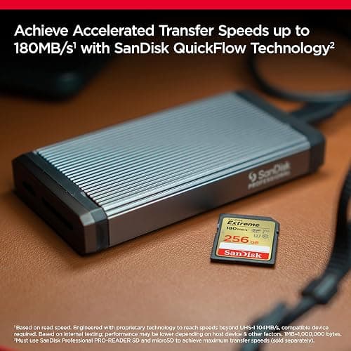 SANDISK 256GB Extreme SDXC UHS-I Memory Card - C10, U3, V30, 4K, UHD, SD Card - SDSDXVV-256G-GNCIN thumbnail 3