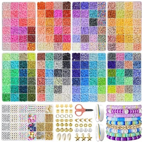 Redtwo 45000 Pcs Clay Beads Bracelet Making Kit, 9 Boxes 192 Colors Friendship Bracelet Kit Flat Polymer Clay Beads for Jewelry Making, Crafts Gift for Girls Ages 6-12 - Image 1