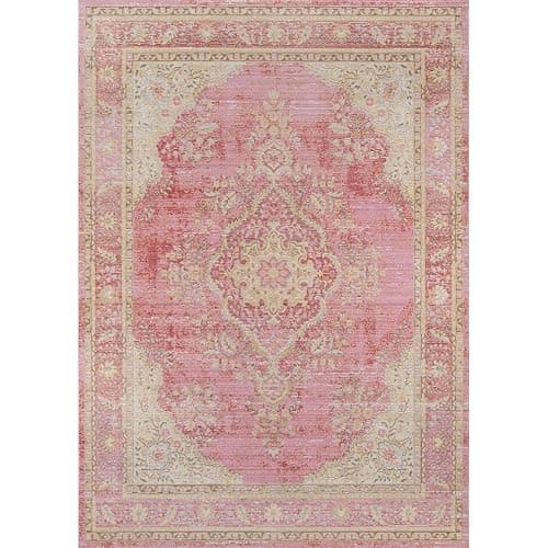 Momeni Rugs ISABEISA-1PNK2030 Isabella Traditional Medallion Flat Weave Area Rug, 2'0" x 3'0", Pink - Image 1