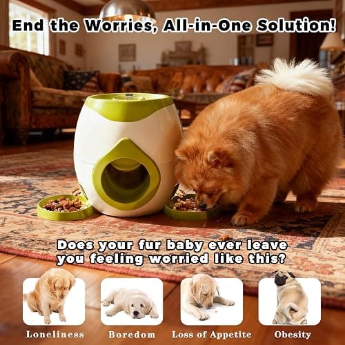 ABULL Interactive Dog Puzzle Toy - Drop The Ball to Get Treats, 2-in-1 Treat Dispenser & Slow Feeder for Healthy Eating, Keep Them Busy and Stop Boredom, Fun and Durable for All Breed (Green) thumbnail 3