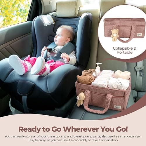 PeraBella Baby Diaper Caddy Organizer with Handle, Boy & Girl Shower Gift Basket, Portable Diaper Storage Basket Bin for Wipes, Newborn Baby Essentials Registry Search Must Haves, Car Caddy Organizer thumbnail 6