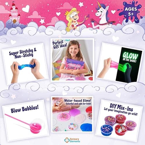 Princess Slime Kit for Girls - Water Based Colorful Premade Slime, Glow in the Dark, Glitter Powder, Ultimate Diy Pink Crystal Unicorn Kit for Girls, Ideal Gift Idea for Christmas & Holiday Ages 5-12+ thumbnail 3