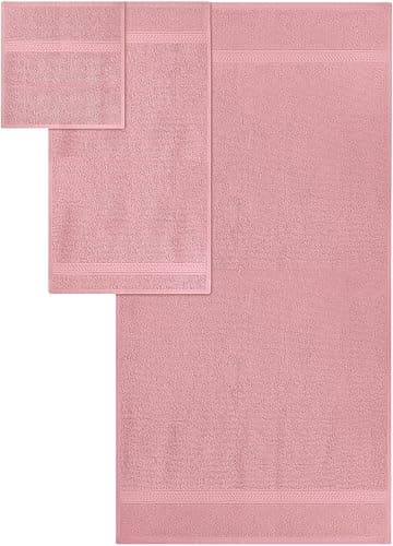 Utopia Towels 8 Piece Premium Towel Set, 2 Bath, 2 Hand, and 4 Wash Cloths, 600 GSM 100% Ring Spun Cotton, Highly Absorbent Towels for Bathroom, Gym, Hotel, and Spa, Dusty Pink - 8 Pieces Towel Set - Dusty Pink thumbnail 2