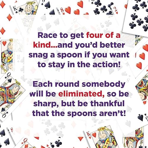 Spoons in a Case, Card Games for Kids - Spoons Game, Deck of Cards, Fun Family Games for Kids and Adults, Playing Cards, Game Night, Travel Games, 3-6 Multi-Player Card Game, Games for Adults, Ages 7+ - Spoons in Case thumbnail 5