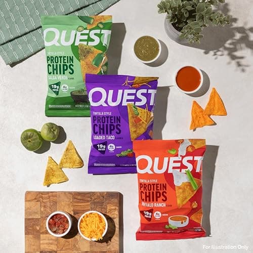 Quest Nutrition Game Day Tortilla Style Protein Chips Variety Pack, Buffalo Ranch x4, Salsa Verde x4, Loaded Taco x4, 1.1 oz (Pack of 12) thumbnail 4