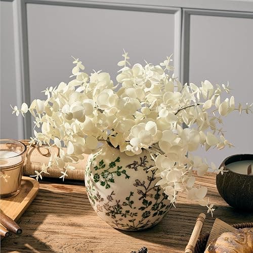Green and Beige Antique Vase, 5.6 Inch Vintage Chinoiserie Floral Vase, Rustic Ceramic Vase for Home Decor, Living Room, Bookshelf, Office, Entryway, Garden, Chinoiserie Decor, Tuscan Decor thumbnail 6