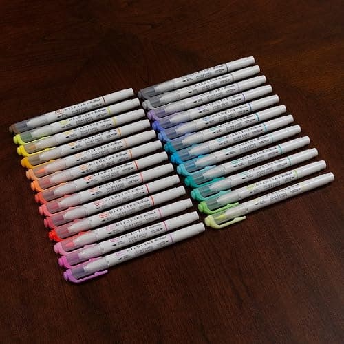 Zebra Pen, Mildliner Dual-Ended Brush Pens, 25 Assorted Colors, Soft Mild Ink, Brush and Fine Bullet Tips, No Bleed-Through Pigment Ink for Journaling, Calligraphy, Planners, Art, 25-Pack (79125) thumbnail 5