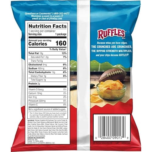 Ruffles Potato Chips, Cheddar Sour Cream, 1oz (40 Count) thumbnail 2