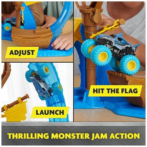 Monster Jam, Megalodon Loop of Doom Stunt Playset with Exclusive 1:64 Scale Die-Cast Monster Truck for Kids Toys for Boys Ages 3 4 5 6 and Up thumbnail 5