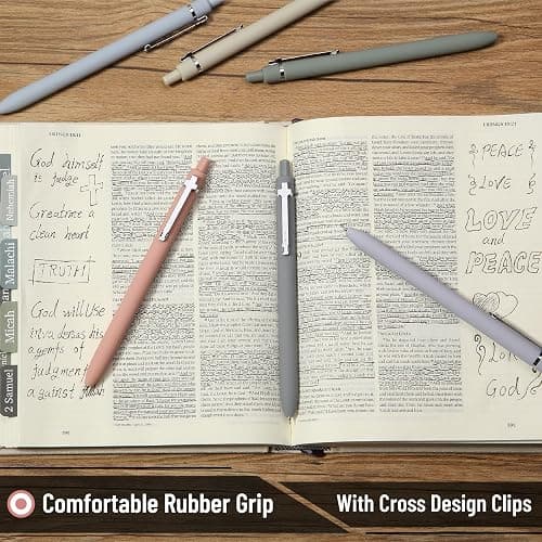 Mr. Pen- Bible Journaling Pens, 6 Pack, 0.5 mm Black Ink, Retractable Gel Pens for Journaling, Morandi Barrel with Silver Cross Clip, Smooth Writing Aesthetic Pens for Women thumbnail 5