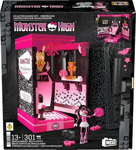 MEGA Monster High Action Figure Building Set Draculaura's Boo-k Crypt with 301 Pieces, Book Nook for Collectors thumbnail 6