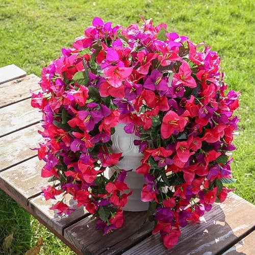 Faux Bougainvillea Artificial Flowers Plants for Outdoors Outside Decoration, 2pcs Fake Flowers Silk Long Trailing Vines UV Resistant Realistic for Front Door Porch Planter Urn Patio Balcony Yard, Mix thumbnail 8
