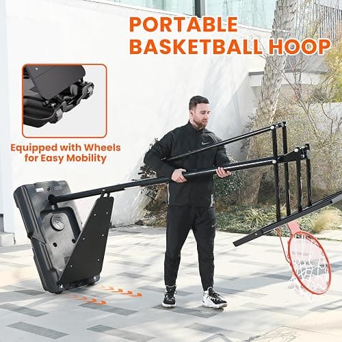 Feelwin Basketball Hoop Outdoor System with 10ft Height Adjustable, 45/48in Steel Frame Backboard Basketball Goal Court System, Portable Hoop for Youth and Adults in Driveway Backyard Pool Play thumbnail 7