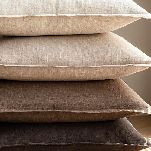 Foindtower Pack of 2, Decorative Linen Soild Throw Pillow Covers Soft Accent Cushion Case Boho Farmhouse Neutral Pillowcase for Couch Sofa Bedroom Living Room Home Decor 18 x 18 Inch Reddish Brown thumbnail 5