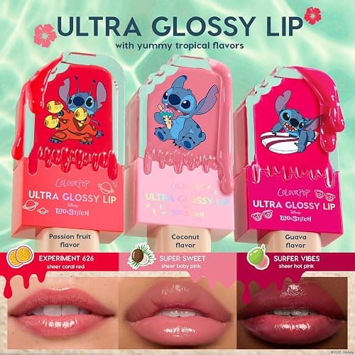 ColourPop x Stitch Ultra Glossy Lip Gloss - High-Shine, Non-Sticky & Hydrating Lip Gloss with a Flexible Paddle Applicator - Sheer Coral Red - Experiment 626 (0.24 Fl oz) thumbnail 6