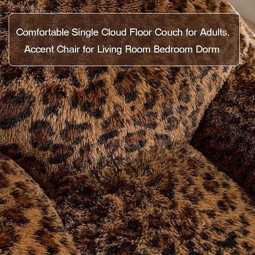 Leopard Print Faux Fur Bean Bag Chair with Armrests, Ultra-Soft Fluffy Sofa for Bedroom Living Room, Foam Filled Floor Chair (Cheetah Print Brown) thumbnail 7