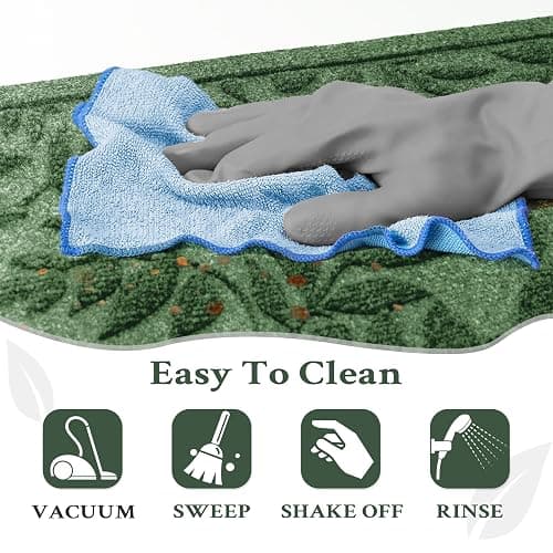 VivaNest Green Leaves Outdoor Indoor Entrance Door mat, Absorbent Durable Heavy Duty Welcome Front Door Mat,Thick Natural Rubber Back,Easy Clean Entryway Mat 17x30 Inch, Low Profile thumbnail 8