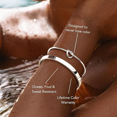 Gokeey Gold Bracelets Set for Women Non Tarnish, Waterproof 14K Gold Plated Sterling Silver Chunky Cuff Bracelet Stackable Gold Bangles Bracelet for Women Trendy Fashion Accessories Tie Knot Cuban Rope Paperclip Beaded Bracelet Stack Jewelry Mothers Day Gifts for Mom Birthday thumbnail 7
