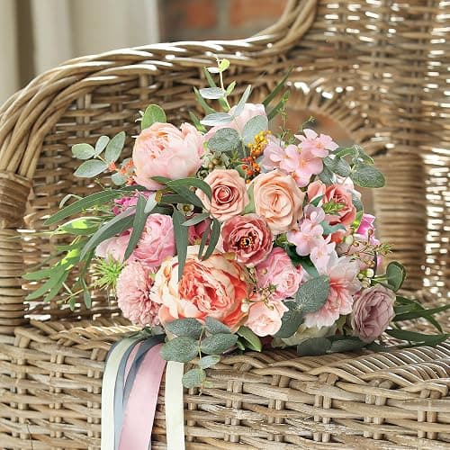 YZXZM Artificial Flowers Combo Box, Fake Silk Foam Flower Mix with Wire Stem, DIY Wedding Bridal Bouquet Shower Party Home Décor (30-40 Pieces) (Pink) thumbnail 3