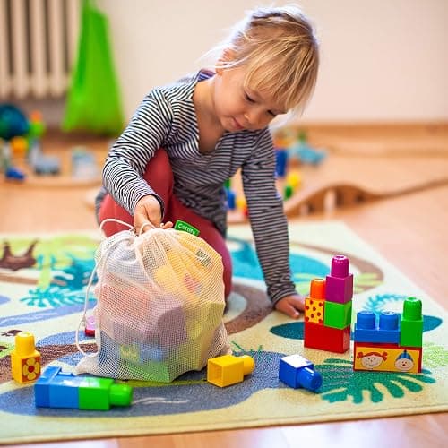 12+1 Reusable Produce Bags Grocery Washable, Organic Cotton Mesh Produce Bags, Double-Stitched & Tare Weigh, Mesh bags for vegetables, Cotton Produce Bags Reusable Washable, Produce bag 4xS, 4xM, 4xL thumbnail 2