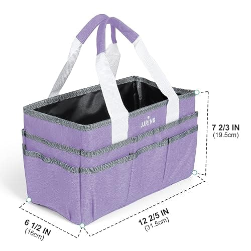 JJRING Craft Organizer Tote Bag Art Storage Caddy Lilac | With Multiple Pockets For Sewing, Scrapbooking, School, Medical, And Office Supplies thumbnail 3