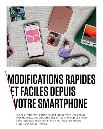 Canon Zoemini 2 Imprimante Photo Portable - Mini Imprimante Portable - Mini Imprimante Photo - Compacte et sans Fil - Bluetooth 5.0 et Charge Rapide Type-C - Imprimante de Voyage, Or Rose thumbnail 5