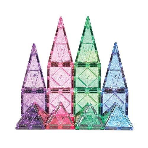 CreateOn Crayola Glitter Magnetic Tiles, Building Set for Kids, Magnetic Building Toys for Kids, STEM Easter Toys for Boys and Girls Ages 3 and Up, 36-Piece Set (Glitter) thumbnail 4