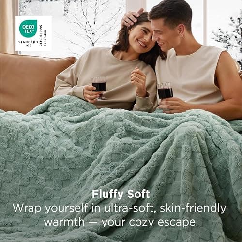 Bedsure GentleSoft Sage Green Throw Blanket for Couch - Checkered Fleece Blankets Christmas Gifts for Women Men Girls, Cute Soft Cozy Throw for Bedroom Home Decor Gifts, 50x60 Inches thumbnail 4