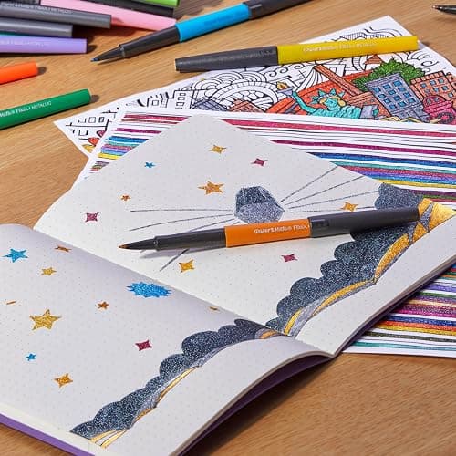 Paper Mate Flair Metallic Felt Tip Pens, City Lights Collection, Glittery Assorted Colors, Premium Ink, 8 Count - Perfect for Writing, Doodling, Bullet Journaling, Glitter, Sparkle, Writing Fun thumbnail 2
