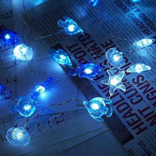 Decorman Sealife String Lights 14ft 40 LED 8 Modes Cool White Weatherproof Battery Operated Ocean Theme Lights for Bedrooms Parties Weddings Gardens with Remote and Timer thumbnail 2