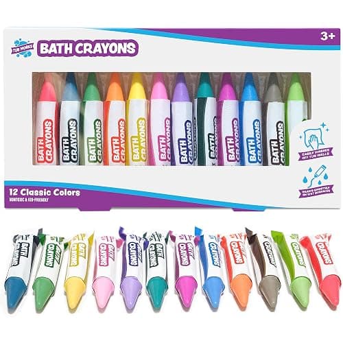 Tub Works® Smooth™ Bath Crayons Bath Toy, 12 Pack | Nontoxic, Washable Bath Crayons for Toddlers & Kids | Unique Formula Draws Smoothly & Vividly on Wet & Dry Tub Walls | Hexagon Grip Bathtub Crayons thumbnail 9