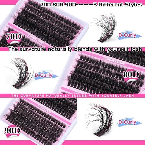 Volume Lash Extension Mink Thick Cluster Eyelash Extensions 10-18mm Lash Clusters Individual Lash Extensions DIY Clusters Lashes Extension at Home by Focipeysa (300pcs-70P+80P+90P 10-18mm) thumbnail 4