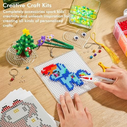 Fuse Beads Kit, INSCRAFT 25,000 pcs 26 Colours 5MM, Including 127 Patterns, 4 Big Square, 1 Heart Pegboards, 1 Flower Ironing Paper, Tweezers, Iron Beads for Craft Making thumbnail 2