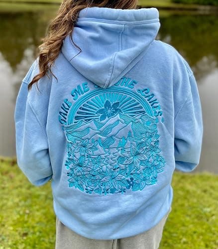Preppy Embroidered Flower Hoodies for Teen Girl Women Y2K Back Graphic Printed Oversized Pullover Hooded Sweatshirts thumbnail 3