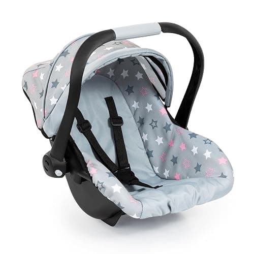 Bayer: Deluxe Car Seat - Grey, Pink, Stars - Accessory for Dolls Up to 18", Retractable Sunshade, Seat Belt, Hard Shel, Kids Toy, Age 3+ - Image 1
