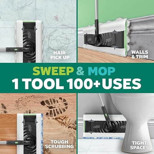 Swiffer Sweep & Mop Deluxe 2-in-1 Multi-Surface Kit for Floor Cleaning, Includes 1 Sweeper Device, 5 Dry Sweeping + 6 Wet Mopping Heavy Duty Cloths, Black thumbnail 3