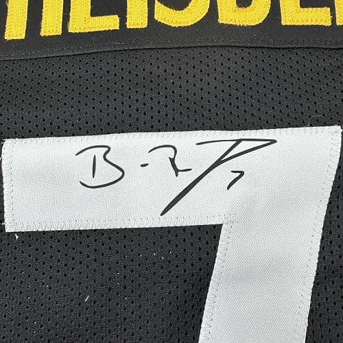 Facsimile Autographed Ben Roethlisberger Pittsburgh Black Reprint Laser Auto Football Jersey Size Men's XL thumbnail 2
