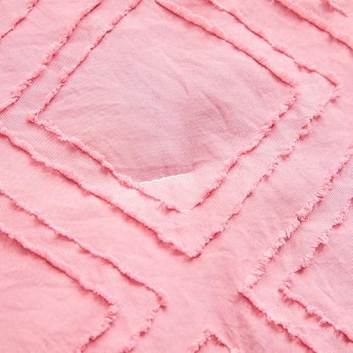 Mini Crib Bedding Set 3 Pieces Baby Boho Quilted Tufted Ruffles Comforter with Fitted Sheet and Ruffled Bed Skirt - Cute Shabby Baby Bedding Fits Mini Crib Only Pink thumbnail 7