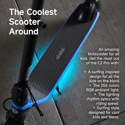 Segway Ninebot eKickScooter - Electric Scooter for Kids 6-14, w/t Adjustable Handlebar Height (Only C2 Pro) for Riders up to 132 lbs, Includes New Cruise Mode, UL-2272 Certified thumbnail 4
