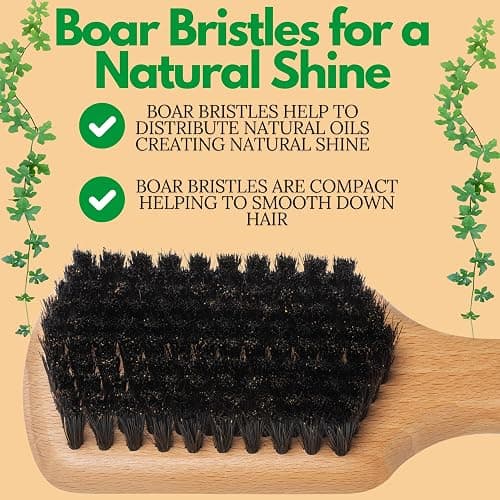 GranNaturals Soft Boar Bristle Slick Back Hair Brush - Hairbrush for Smoothing, Fades, Beards, 360 Waves to Style, Polish, & Lay Down Hair to Create a Sleek Ponytail Bun Hairstyle for Women & Men thumbnail 6
